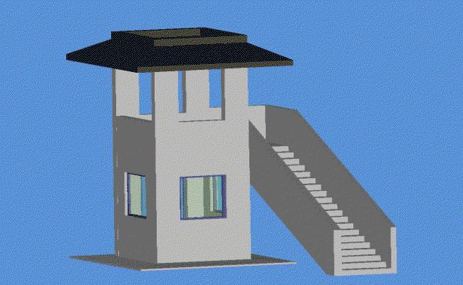 3D Tower Watch CAD Drawing Design in DWG Format for Architecture