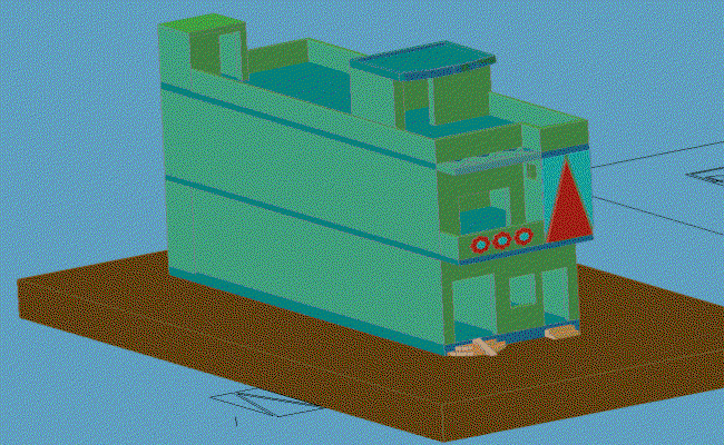 3D Row House Elevation Design DWG File for Modern Architecture