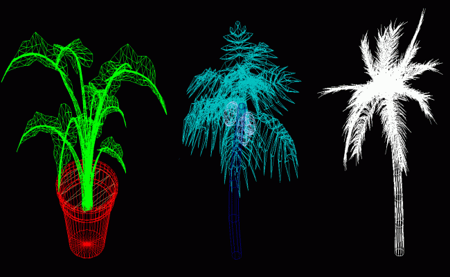 Three Types of Tree and Plant CAD Blocks for Landscape Design