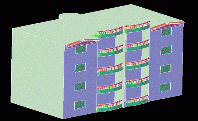 G plus 3 3D Complex Building Design Provided in AutoCAD DWG File