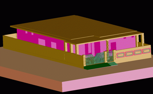 Single Storey Small House Elevation Design in AutoCAD DWG File