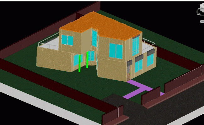 G plus 1 3D Bungalow Elevation Design Shown in AutoCAD DWG File