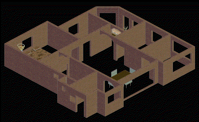 3D House Simple Wall Elevation Design in DWG CAD Drawing File