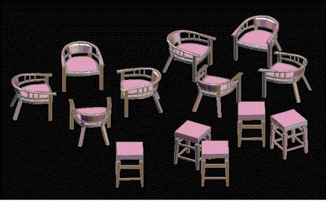 3D Table and Chair DWG CAD Blocks for Furniture Layout Design