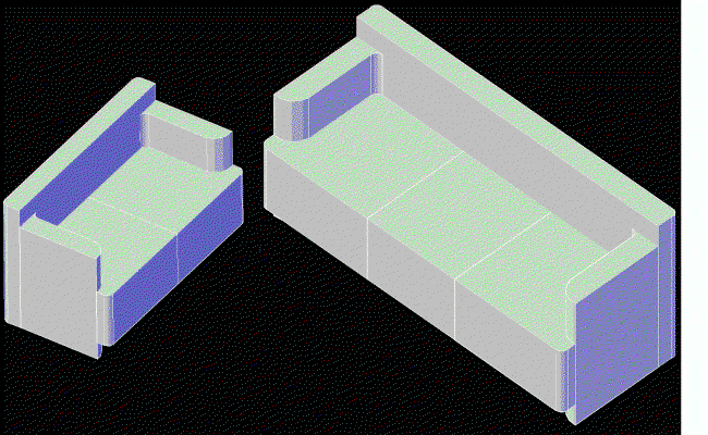 3D Realistic Sofa CAD Drawing for Modern Interior Layout Plans