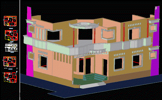 Modern Bungalow 3D Elevation Design Provided in AutoCAD DWG File