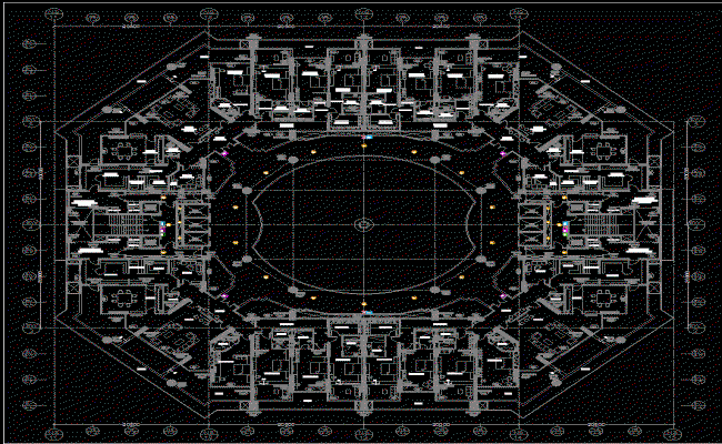 High Rise Tower Sky Apartment Building Floor Plan DWG Drawing File