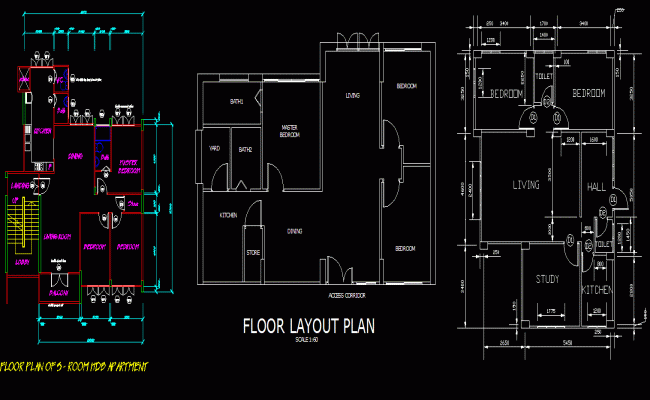 Residence House Layout Plan Drawing DWG File for Home Design