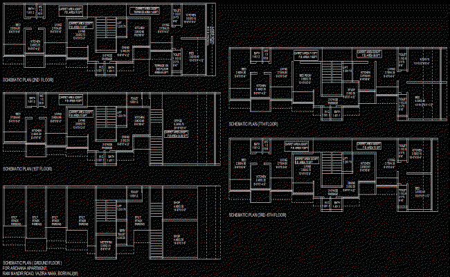 Seventh Floor Apartment Plan in DWG Format with Full Layouts