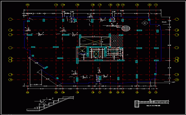 Flat Slab Structural Design in DWG Format with CAD Drawing Layout