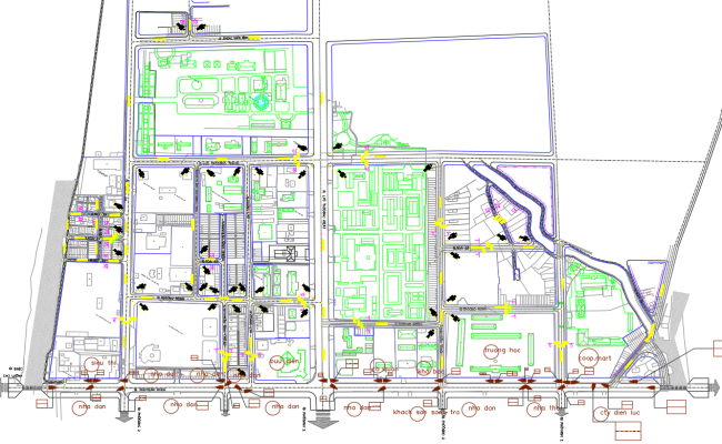 Urban Infrastructure Layout with Roads in AutoCAD File