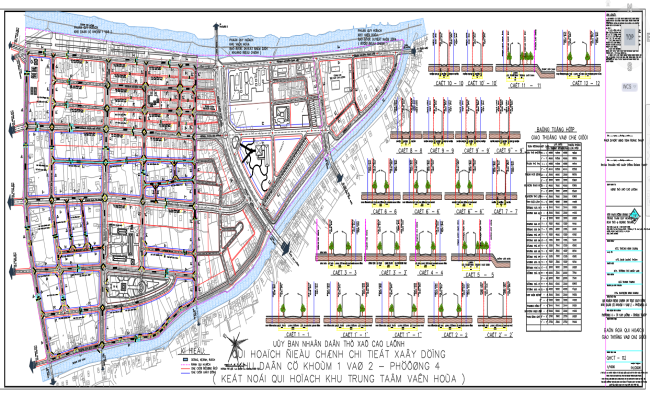 Urban Road Network Plan with Cross Sections in DWG File