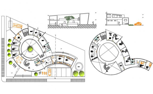 Explore Veterinary Center DWG floor Plan and Sections Layout