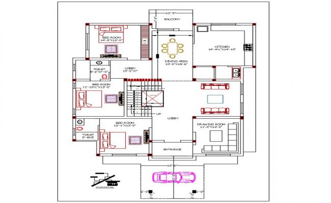 Villa House Gounod Floor Plan AutoCAD File