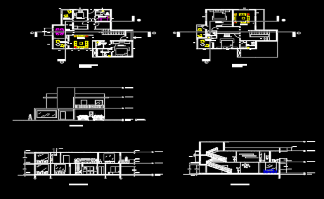 Villa Floor plan And Sectional Elevation drawing DWG File