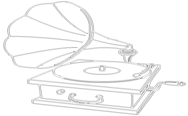 Vintage gramophone freehand vector design DWG AutoCAD drawing