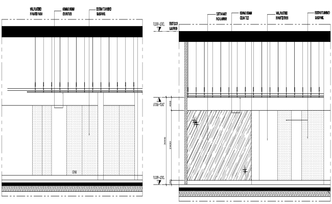 Wall plaster in painted finish with ceiling tiles details dwg autocad drawing .