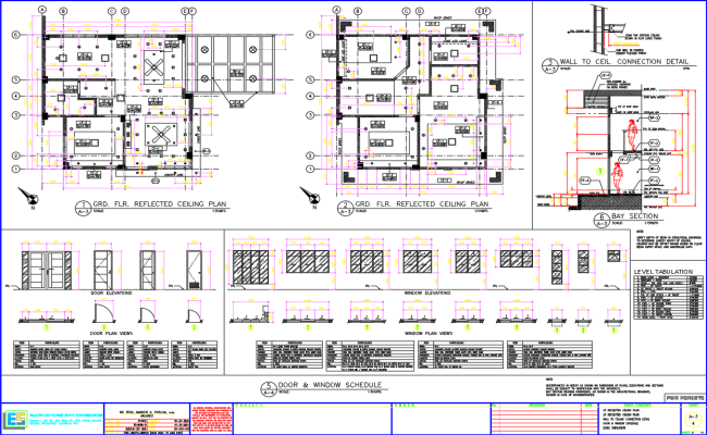 Wall to Ceiling 2C Bay Section Door Window AutoCAD DWG File