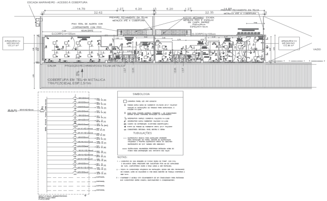 AutoCAD DWG of Warehouse Floor Plan with Piping Layout