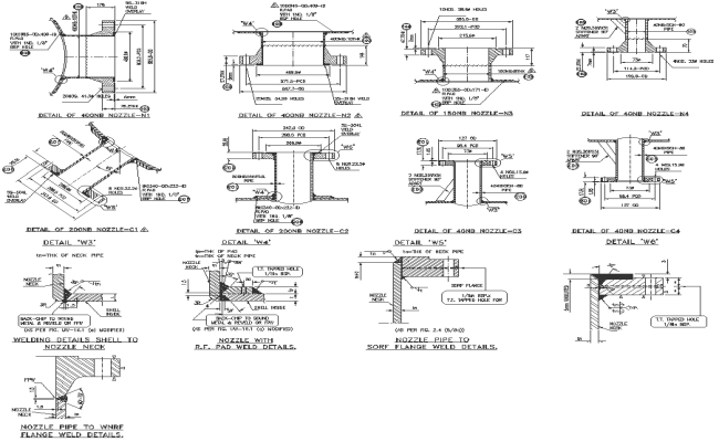 Welding section detail for different joints DWG AutoCAD drawing