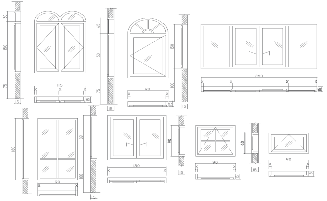 Window Elevation Design AutoCAD DWG Download