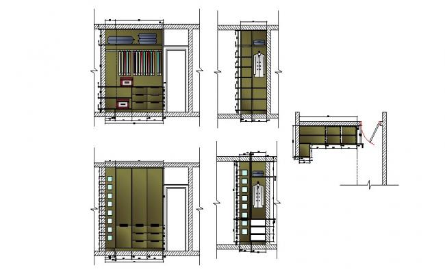 AutoCAD Furniture Block of Wooden Closet Wardrobe Design