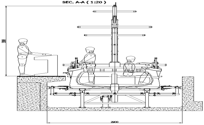 Work Platform for  man at boat ride Detail DWG AutoCAD file