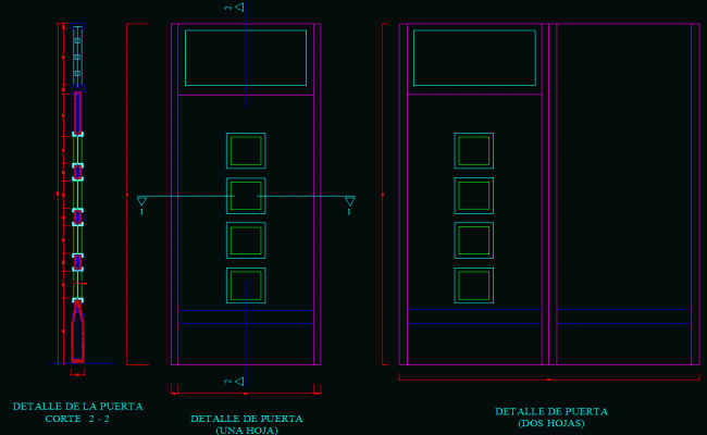 Door Elevation and Section DWG for Accurate 2D Architectural Design