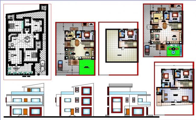 Bungalows design autocad files