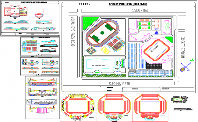 Sports multiplex AutoCAD DWG design with detailed layout plan