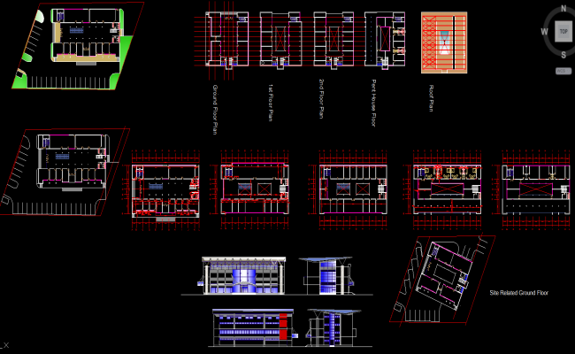 Small Shopping Mall CAD Drawing File with Multi Floor Layout
