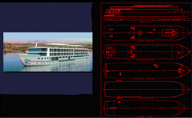Ship The Nile Floating Hotel Drawings and Design Layout in DWG File