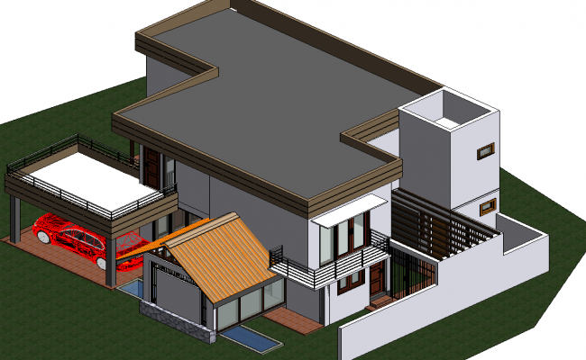 Typical House 3D CAD Drawing DWG with Roof and Garage Layout