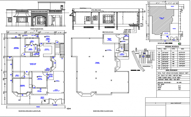 Residential Completion Drawing CAD File with Elevation and Floor Plan
