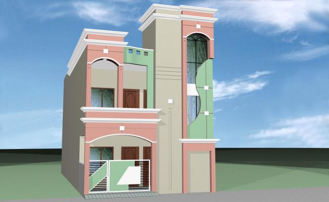 auto cad plan , plot size ( 20ft x 50ft  or 6m x 15.24m )