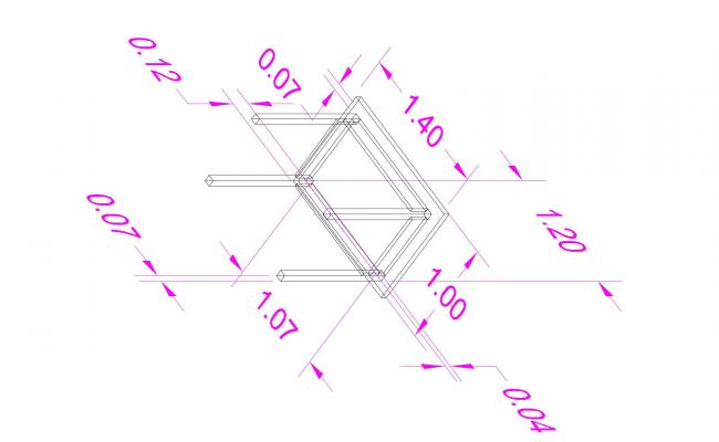 3D Furniture Table Layout with Measurements in DWG Format