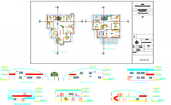 3BHK House CAD File with Floor Layout, Elevation, and Section Design