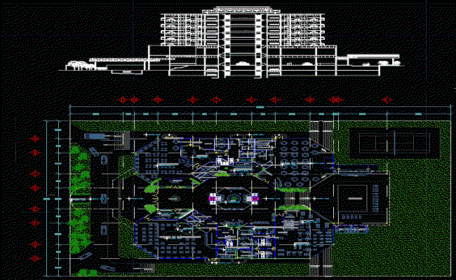 Hotel Business Class AutoCAD drawing with layout and floor plan