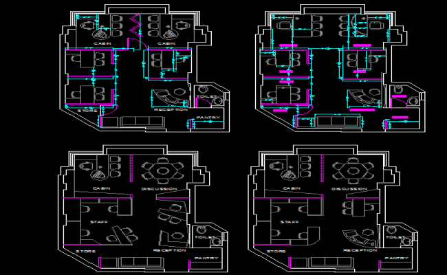 Office Interior CAD DWG for Architectural and Furniture Design Layouts
