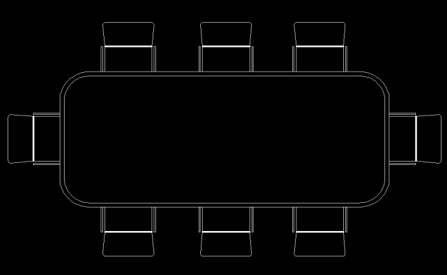 2D Dining Table CAD Block Layout with 8 Seater Furniture Design