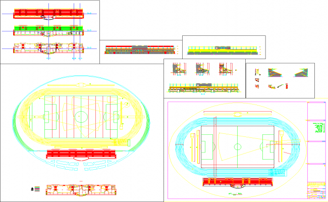 Detailed Sport Center Layout with Elevation Structure and Architecture