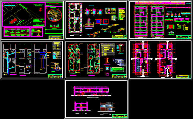 5 BHK Bungalow AutoCAD File with Complete 2D Architectural Drawings