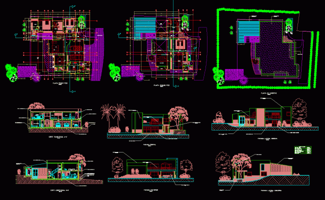 Modern Family House AutoCAD File with Complete 2D Architectural Layout