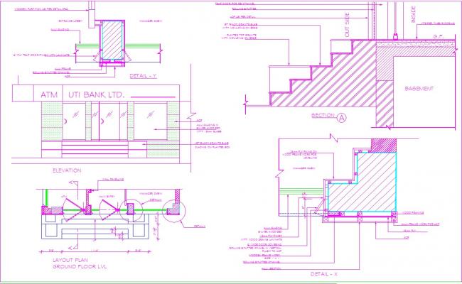 Shutter covering interiors detail in autocad dwg files