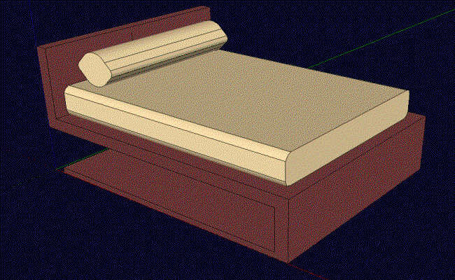 3D Double Bed CAD Drawing File in DWG Format for Furniture Design
