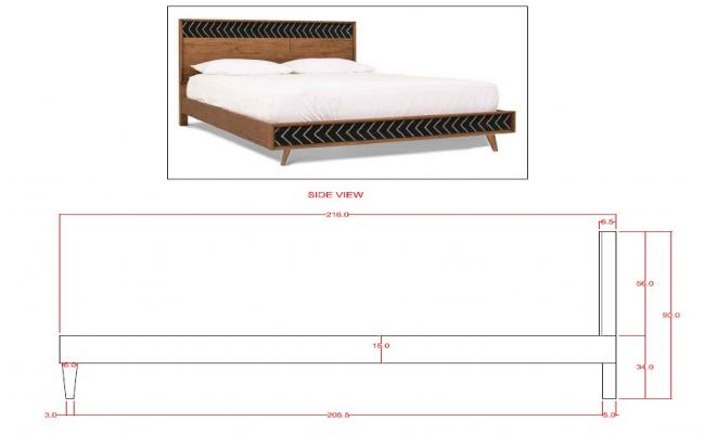 Bed Mattress CAD Design PDF with 200x198x50 cm Dimensions