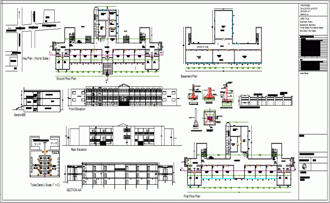 Primary School Design AutoCAD Drawing with Plans and Elevations