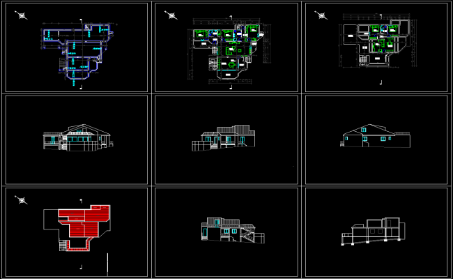 Complex House AutoCAD File with Complete 2D Architectural Drawings