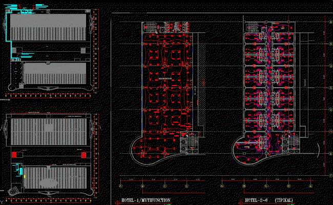 Hotel Detailed CAD File with Complete 2D Architectural Design Drawings