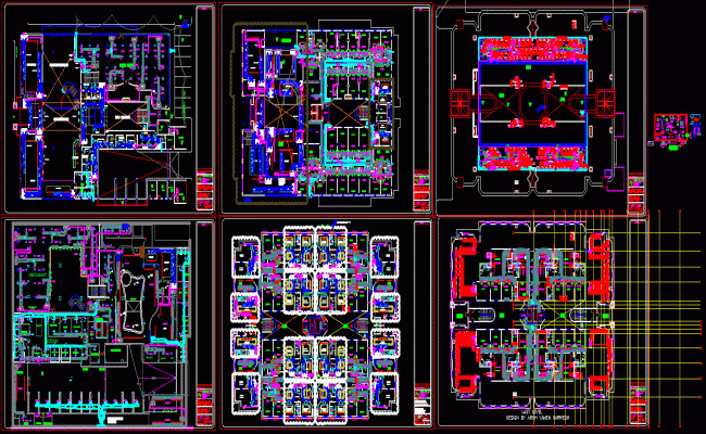 Hotel Plan Detailing CAD File with Complete 2D Architectural Drawings